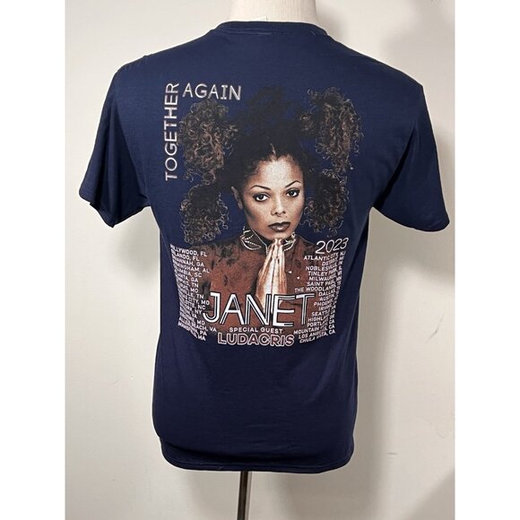 Janet Jackson Together Again Tour 2023 Navy Blue T-Shirt Ludacris Size M - Picture 4 of 11